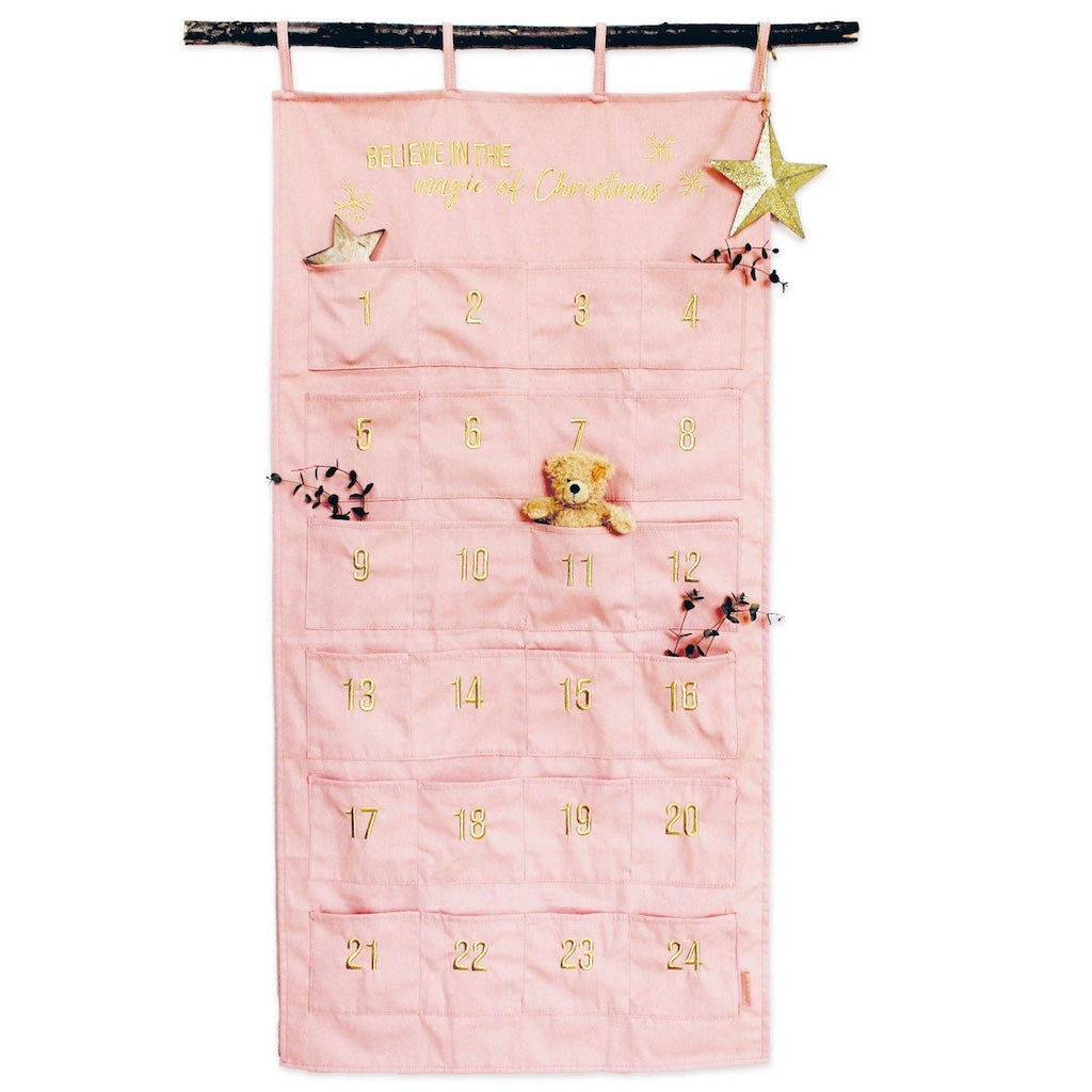 Adventskalender Wandteppich rosa + gold