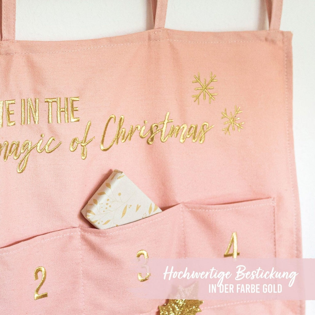 Adventskalender Wandteppich rosa + gold