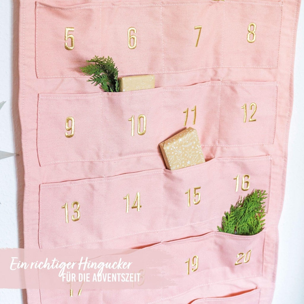 Adventskalender Wandteppich rosa + gold