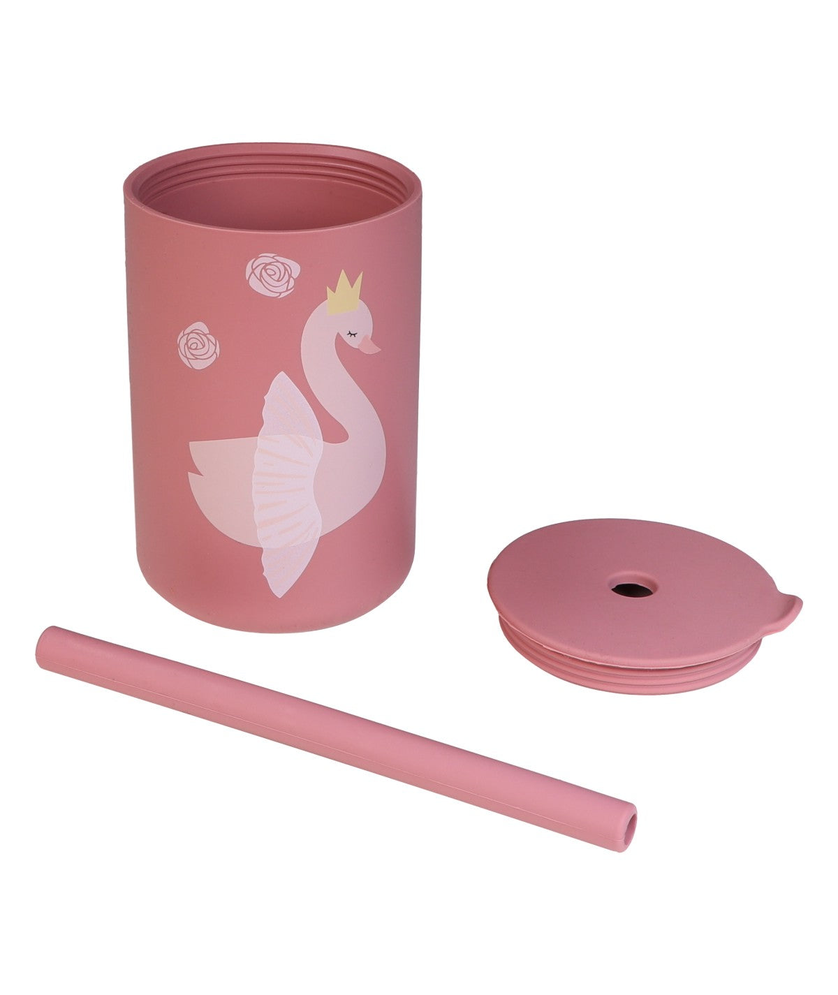 Silikon Becher mit Strohhalm Schwan Ivy