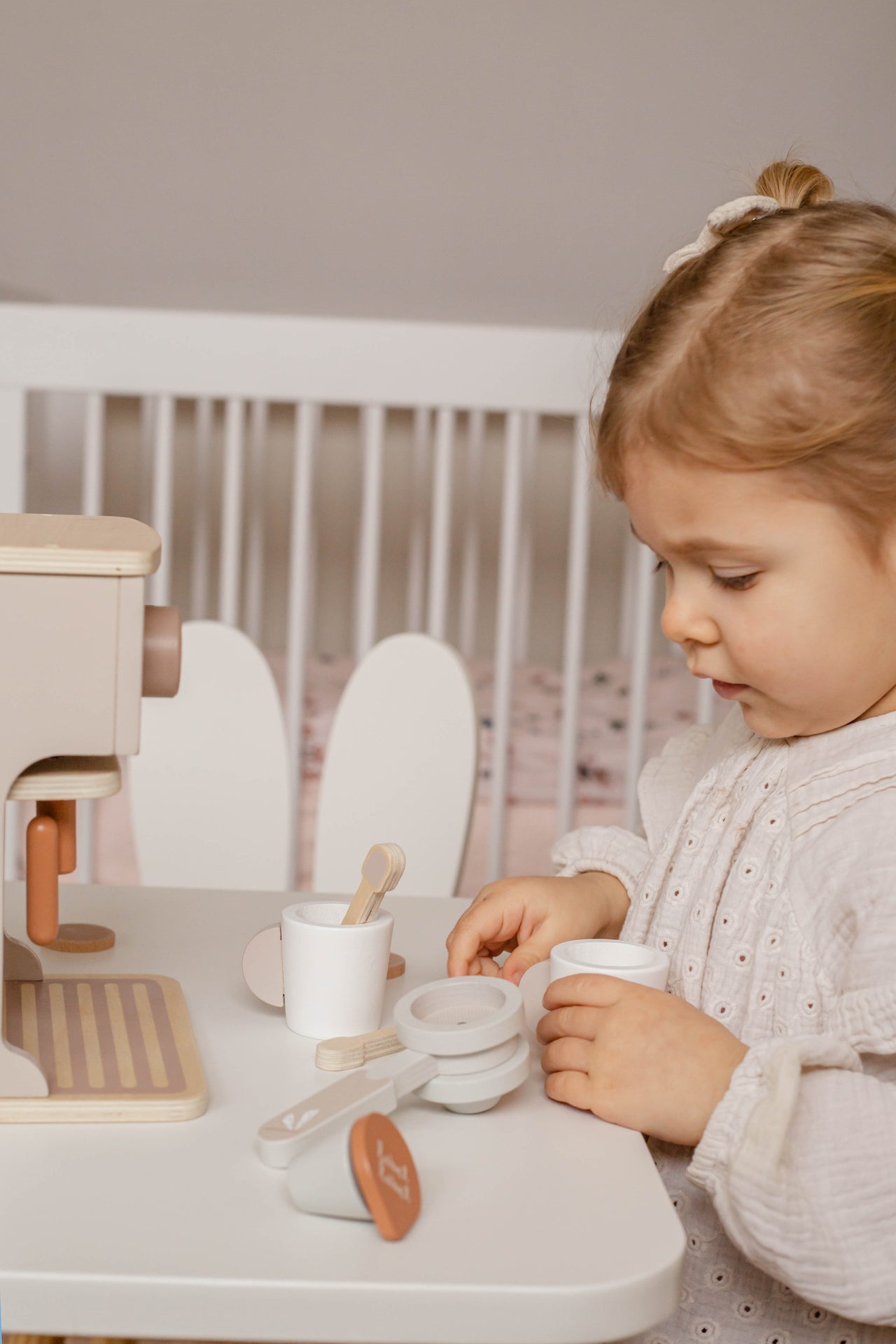 Holz Espresso Kaffeemaschine Nougat