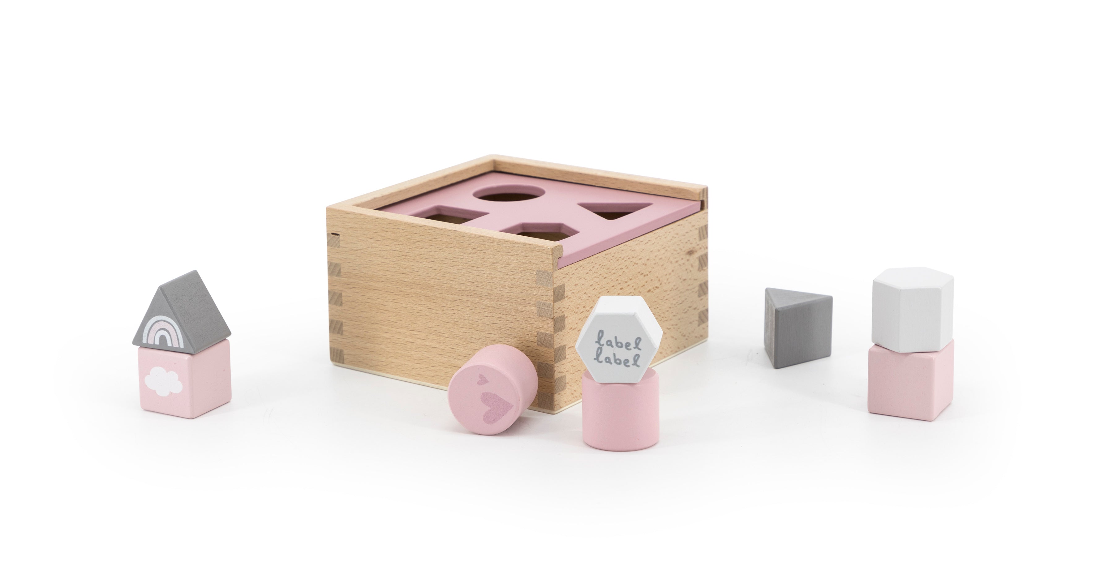 Holz Formen-Steckspiel Box Rosa