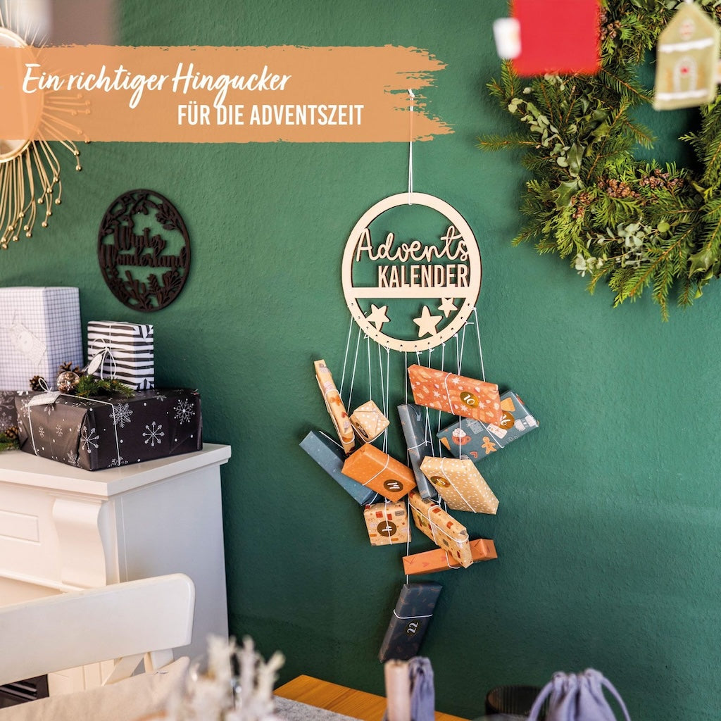 Holzleiste als Adventskalender Aufhänger – Ring