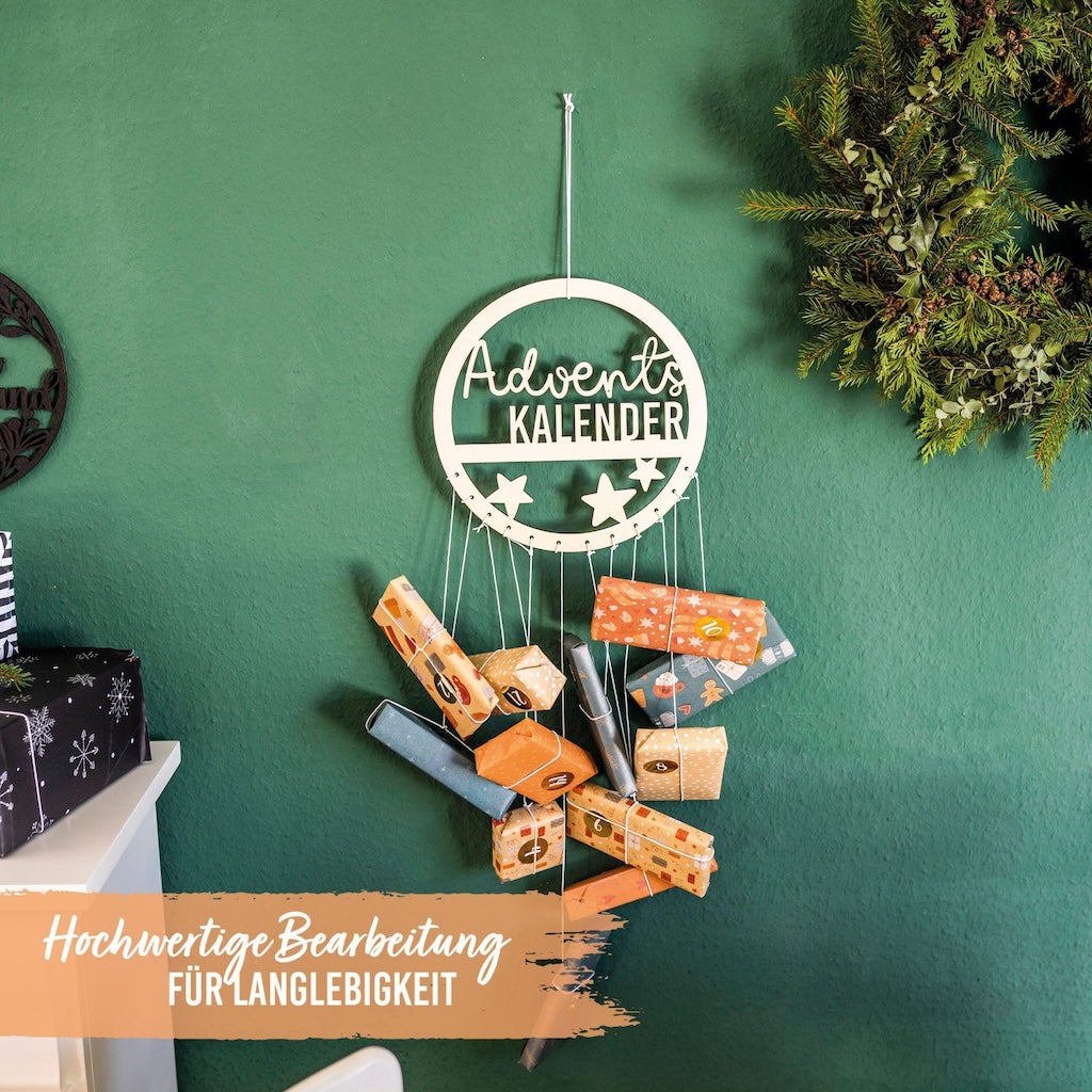Holzleiste als Adventskalender Aufhänger – Ring