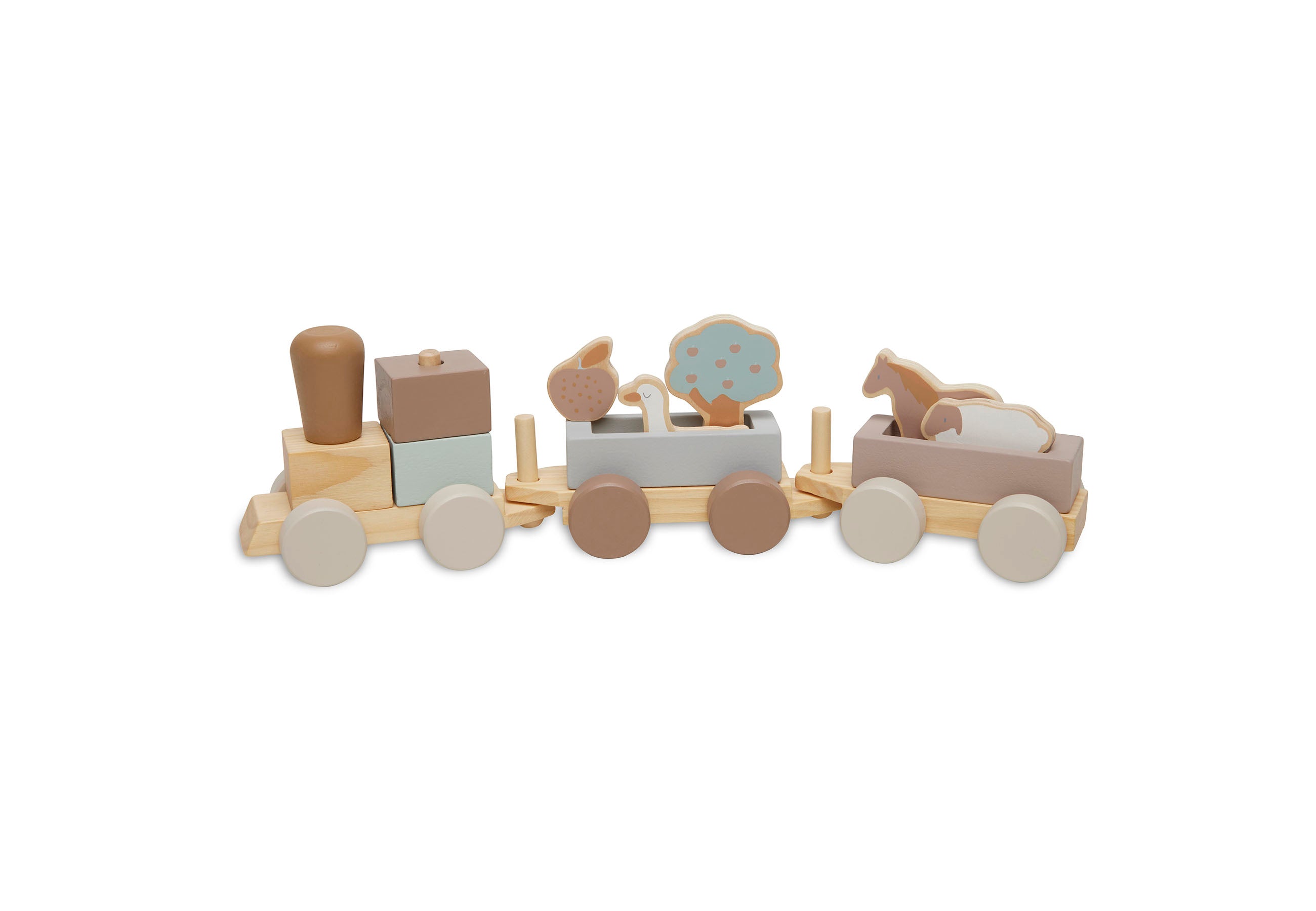Holz Zug mit Steckspiel "Farm" beige/braun ab 1 Jahr