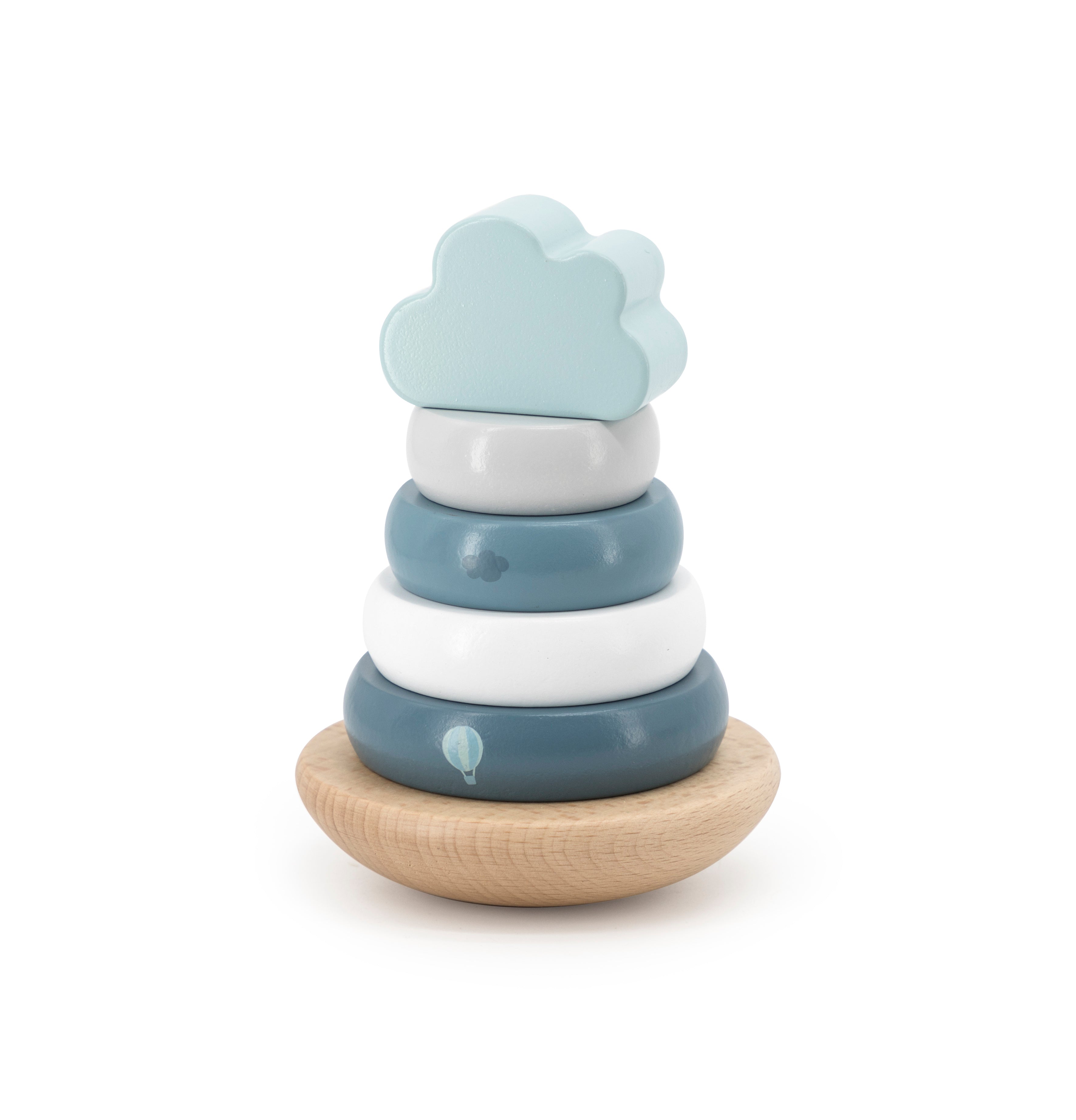 Holz Ring-Stapelturm Blau