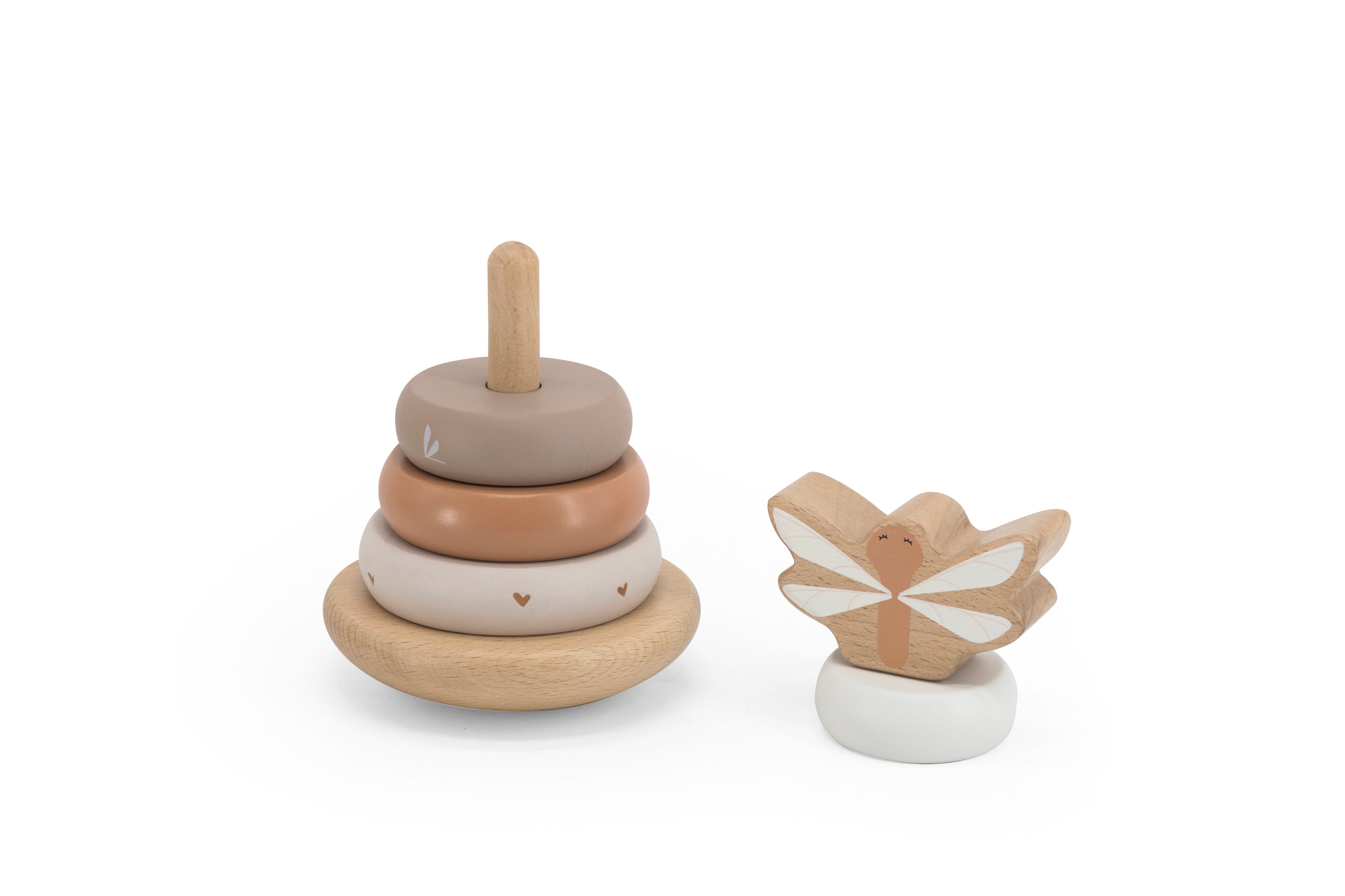 Holz Ring-Stapelturm Nougat