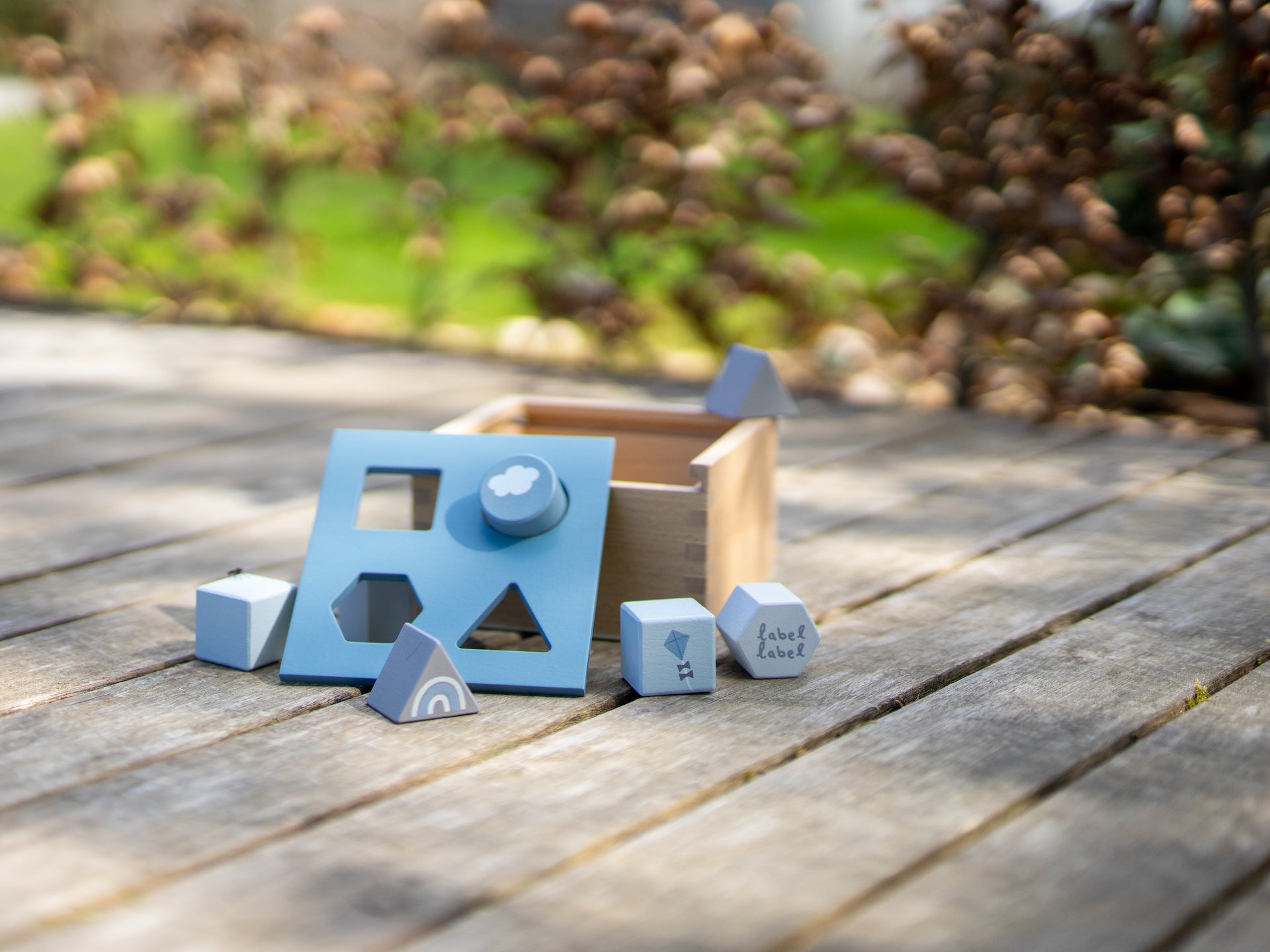Holz Formen-Steckspiel Box Blau