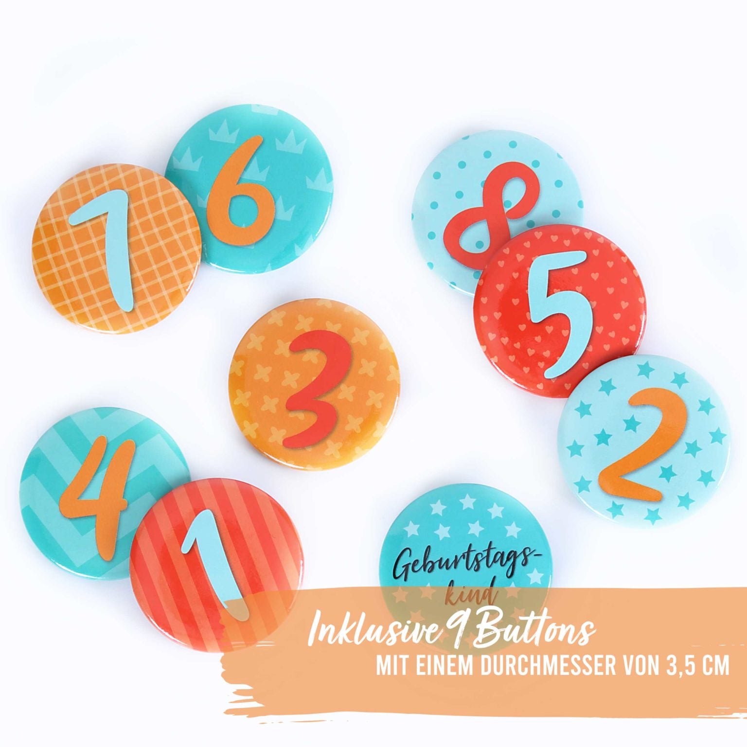 Geburtstagskrone mit Buttons - Türkis
