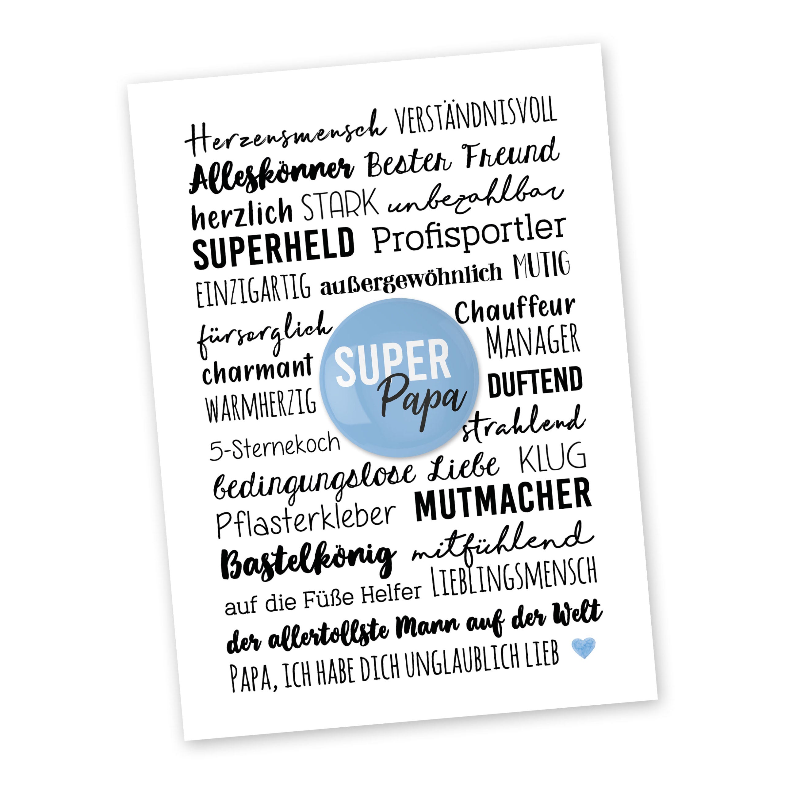 Postkarte mit Button - Definition Vater