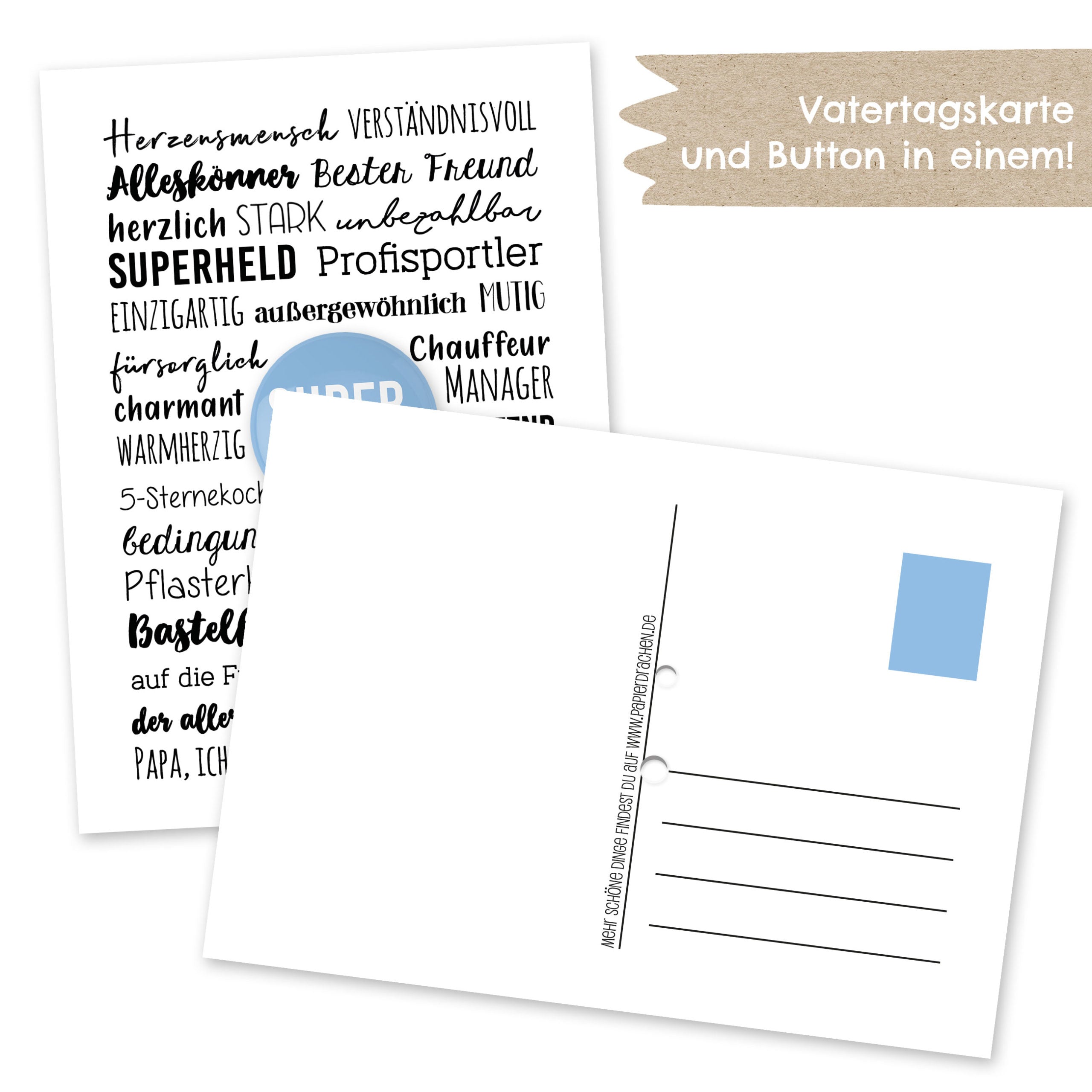 Postkarte mit Button - Definition Vater