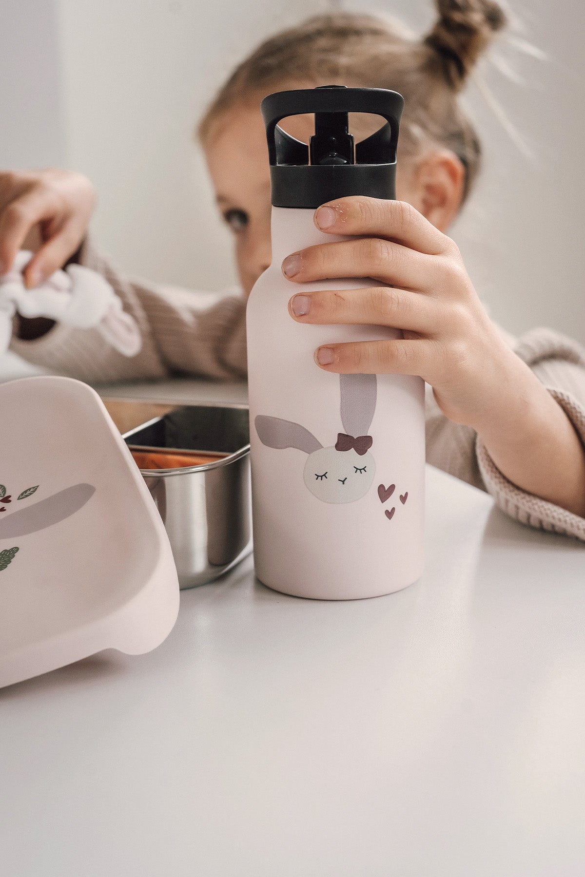 Edelstahl-Trinkflasche Hase Rosé