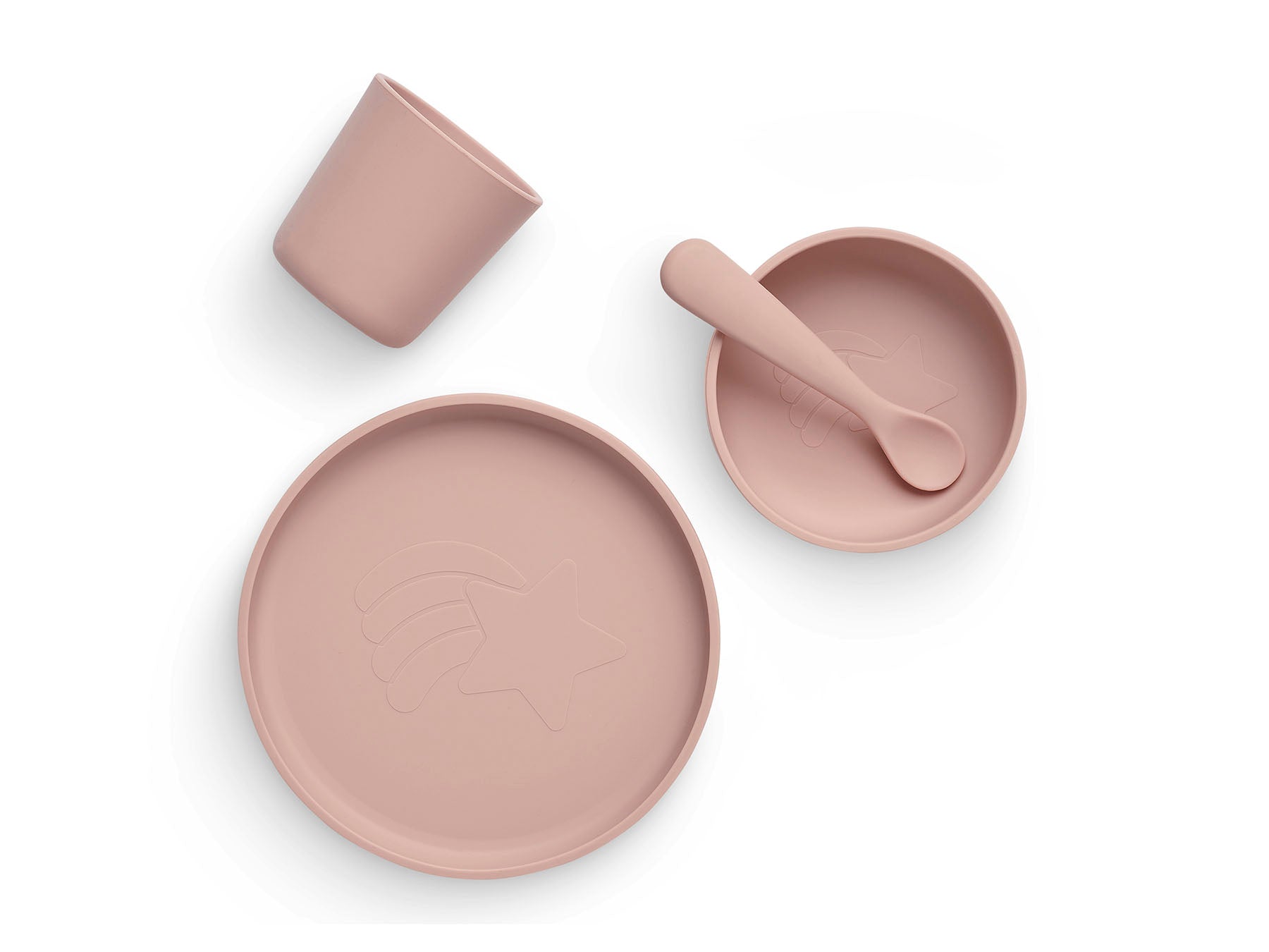 Kinder Geschirrset Silikon - Pale Pink - 4-teilig