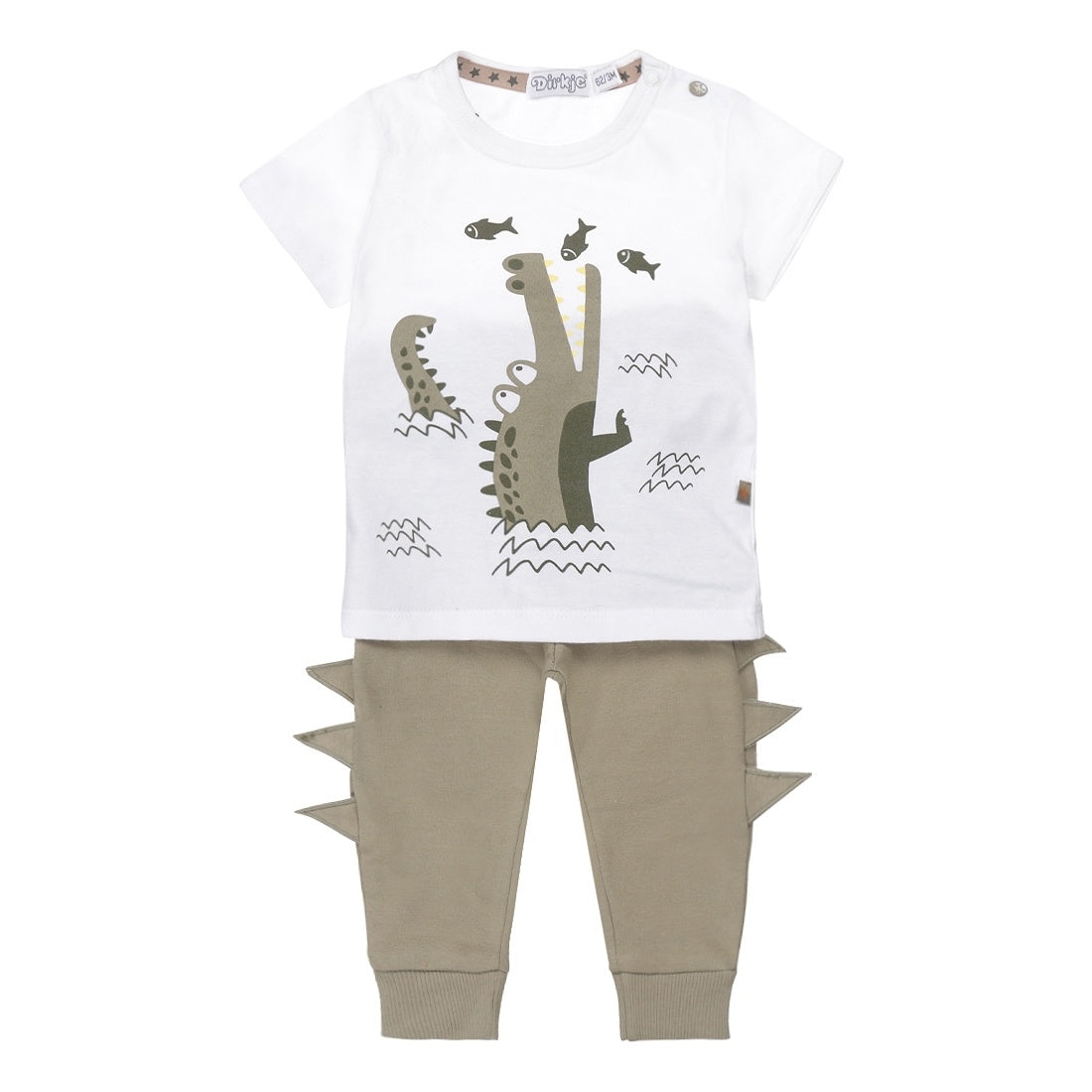 Jungen Baby Set T-shirt und Hose weiß Krokodil